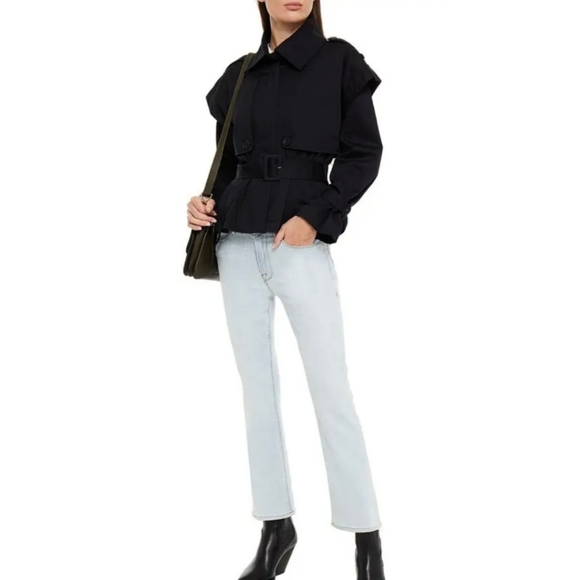 FRAME Astor Gathered Cotton-Blend Twill Cropped Jacket - Picture 2 of 8